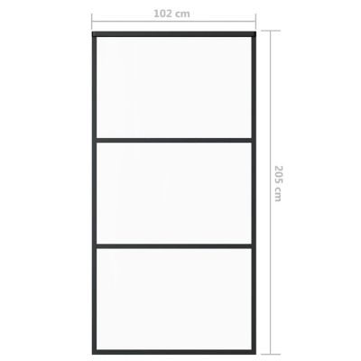 vidaXL Sliding Door ESG Glass and Aluminum 40.2"x80.7" Black Image 3