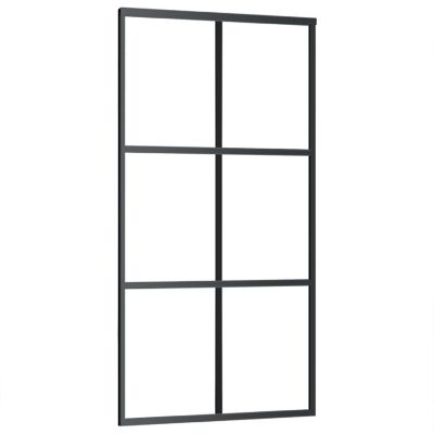 vidaXL Sliding Door ESG Glass and Aluminum 40.2"x80.7" Black Image 1