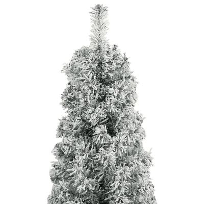 vidaXL Slim Christmas Tree with Stand and Flocked Snow 118.1" PVC Image 2