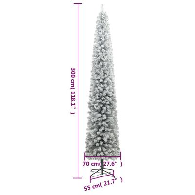 vidaXL Slim Christmas Tree with Stand and Flocked Snow 118.1" PVC Image 3