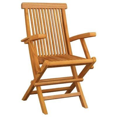 vidaXL Solid Acacia Wood Patio Chairs with Green Cushions 2 pcs Image 3