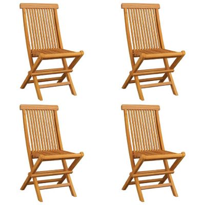 vidaXL Solid Teak Wood Patio Chairs with Cream White Cushions 4 pcs Image 3
