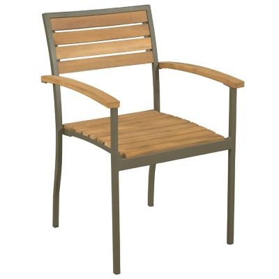 vidaXL Stackable Patio Chairs 2 pcs Solid Acacia Wood and Steel Image 2