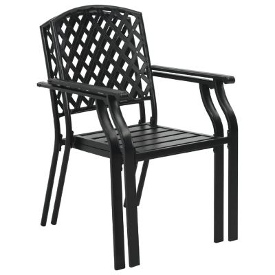 vidaXL Stackable Patio Chairs 2 pcs Steel Black Image 2