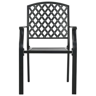 vidaXL Stackable Patio Chairs 2 pcs Steel Black Image 3