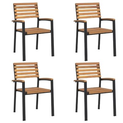 vidaXL Stackable Patio Chairs 4 pcs Solid Wood Acacia and Metal Image 1