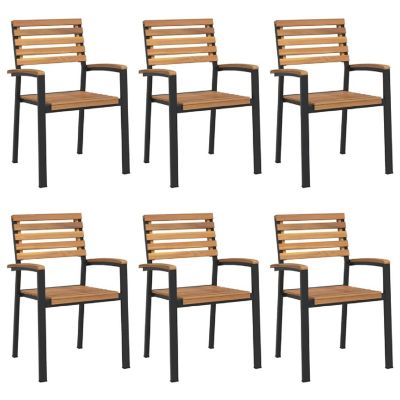 vidaXL Stackable Patio Chairs 6 pcs Solid Wood Acacia and Metal Image 1