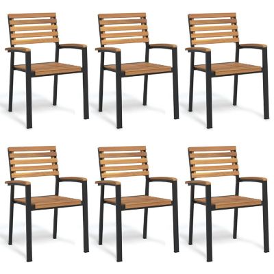 vidaXL Stackable Patio Chairs 6 pcs Solid Wood Acacia and Metal Image 1