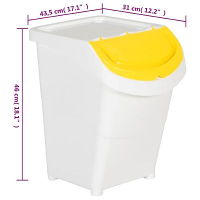 vidaXL Stackable Waste Bins with Lids 3 pcs White PP 31.7 gal Image 3