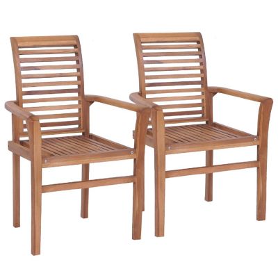 vidaXL Stacking Dining Chairs 2 pcs Solid Teak Image 1