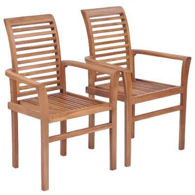 vidaXL Stacking Dining Chairs 2 pcs Solid Teak Image 2