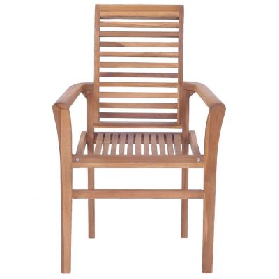 vidaXL Stacking Dining Chairs 8 pcs Solid Teak Wood Image 3