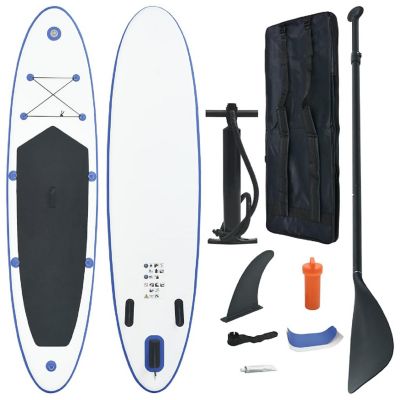 vidaXL Stand Up Paddle Board Set SUP Surfboard Inflatable Blue and White paddleboard Image 1