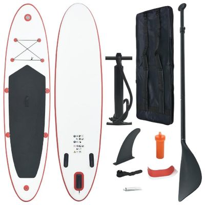 vidaXL Stand Up Paddle Board Set SUP Surfboard Inflatable Red and White Image 1