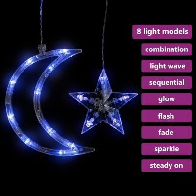 vidaXL Star and Moon Fairy Lights Remote Control 138 LED Blue Image 2