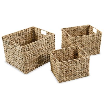 vidaXL Storage Basket Set 3 Pieces Water Hyacinth Image 1