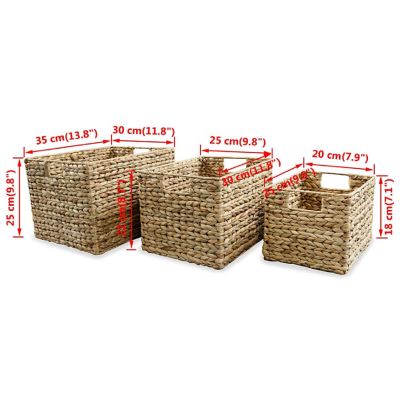 vidaXL Storage Basket Set 3 Pieces Water Hyacinth Image 3