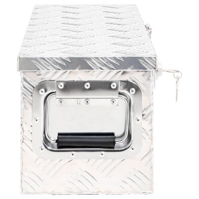 vidaXL Storage Box Silver 23.6"x9.3"x9.1" Aluminum Image 3