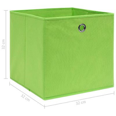 vidaXL Storage Boxes 4 pcs Green 12.6"x12.6"x12.6" Fabric Image 3