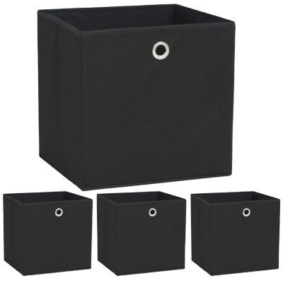 vidaXL Storage Boxes 4 pcs Non-woven Fabric 12.6"x12.6"x12.6" Black Image 1
