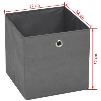 vidaXL Storage Boxes 4 pcs Non-woven Fabric 12.6"x12.6"x12.6" Gray Image 3