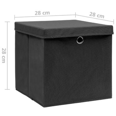 vidaXL Storage Boxes with Covers 4 pcs 11"x11"x11" Black Image 3