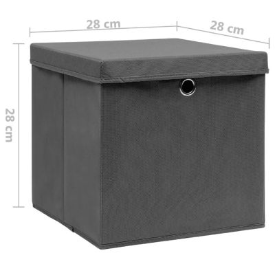 vidaXL Storage Boxes with Covers 4 pcs 11"x11"x11" Gray Image 3