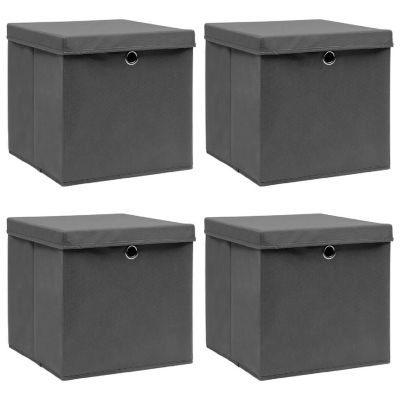 vidaXL Storage Boxes with Lids 4 pcs Gray 12.6"x12.6"x12.6" Fabric Image 1