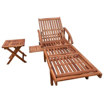 vidaXL Sun Lounger with Table Solid Acacia Wood Image 2