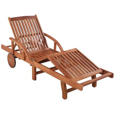 vidaXL Sun Lounger with Table Solid Acacia Wood Image 3