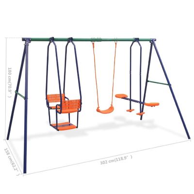 vidaXL Swing Set with 5 Seats Orange Image 3