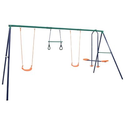 vidaXL Swing Set with Gymnastic Rings and 4 Seats Steel Image 1