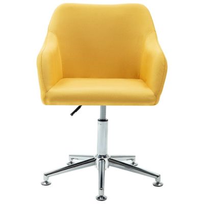 vidaXL Swivel Dining Chair Yellow Fabric Image 2