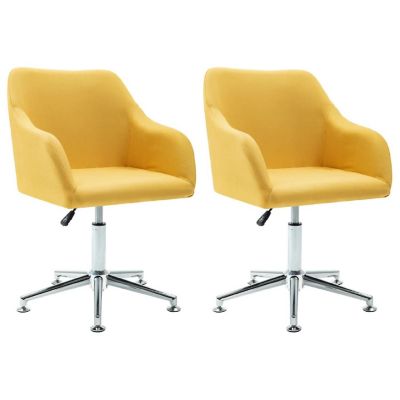 vidaXL Swivel Dining Chairs 2 pcs Yellow Fabric Image 1