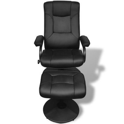 vidaXL Swivel Recliner with Ottoman Black Faux Leather Image 2