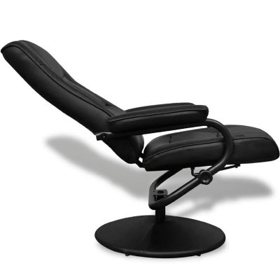 vidaXL Swivel Recliner with Ottoman Black Faux Leather Image 3