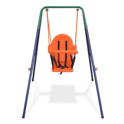 vidaXL Toddler Swing Set with Safety Harness Orange Image 1