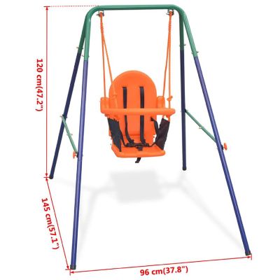 vidaXL Toddler Swing Set with Safety Harness Orange Image 3