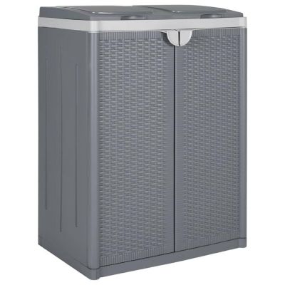 vidaXL Trash Bin with 2 Doors Gray 25.6"x17.7"x34.6" PP Image 1