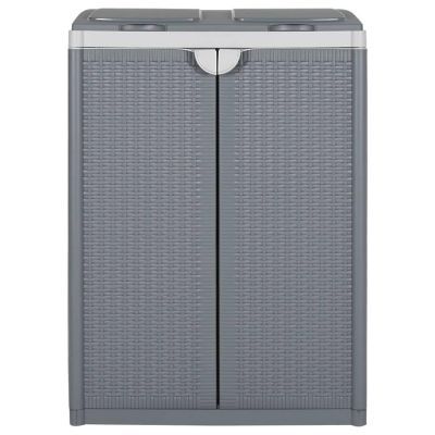 vidaXL Trash Bin with 2 Doors Gray 25.6"x17.7"x34.6" PP Image 1