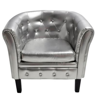 vidaXL Tub Chair Silver Faux Leather Image 1