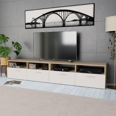 vidaXL TV Stands 2 pcs Engineered Wood 37.4"x13.8"x14.2" Oak and White Image 1