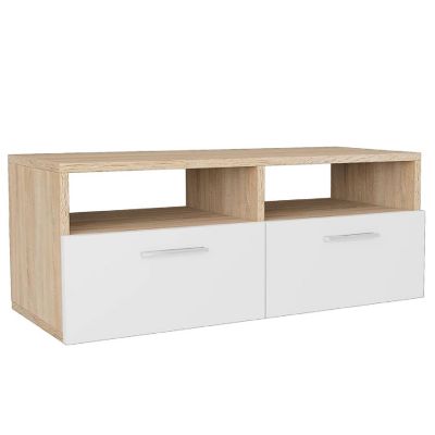 vidaXL TV Stands 2 pcs Engineered Wood 37.4"x13.8"x14.2" Oak and White Image 2