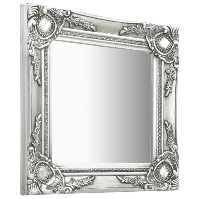vidaXL Wall Mirror Baroque Style 15.7"x15.7"Silver Image 1