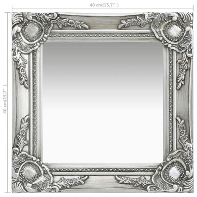 vidaXL Wall Mirror Baroque Style 15.7"x15.7"Silver Image 3