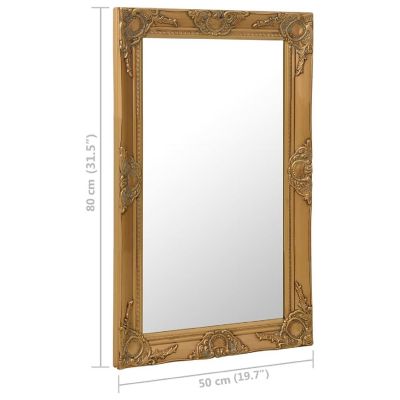 vidaXL Wall Mirror Baroque Style 19.7"x31.5" Gold Image 3