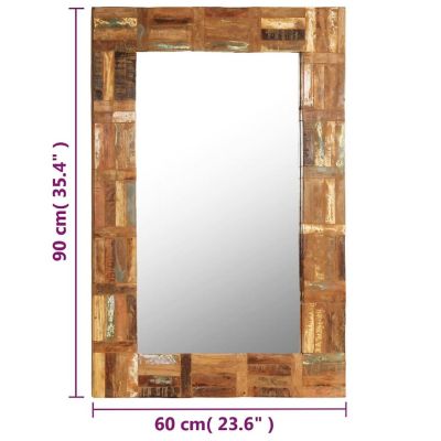 vidaXL Wall Mirror Solid Reclaimed Wood 23.6"x35.4" Image 3