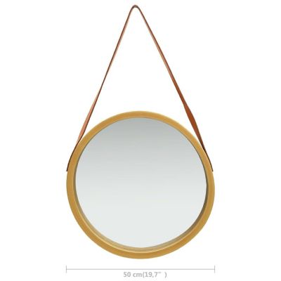 vidaXL Wall Mirror with Strap 16.7" Gold Image 3