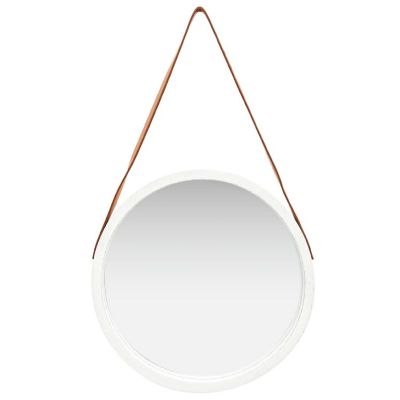 vidaXL Wall Mirror with Strap 16.7" White Image 1