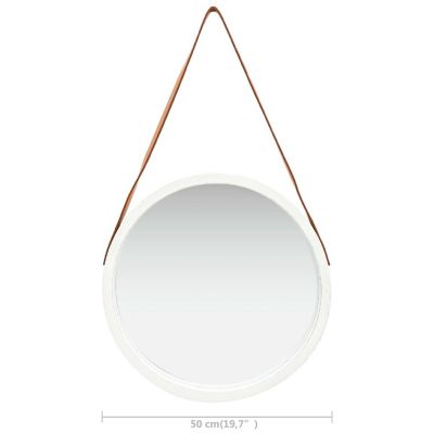 vidaXL Wall Mirror with Strap 16.7" White Image 3